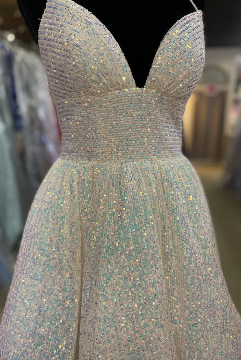 Eulalia |A-line V Neck Sequins Homecoming Dress