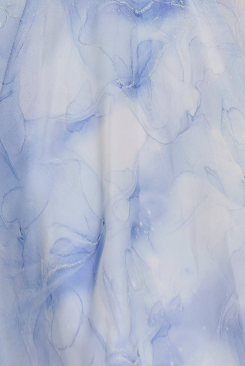 Cyra | Blue - A Line Floral Chiffon Corset Spaghetti Straps Homecoming Dresses