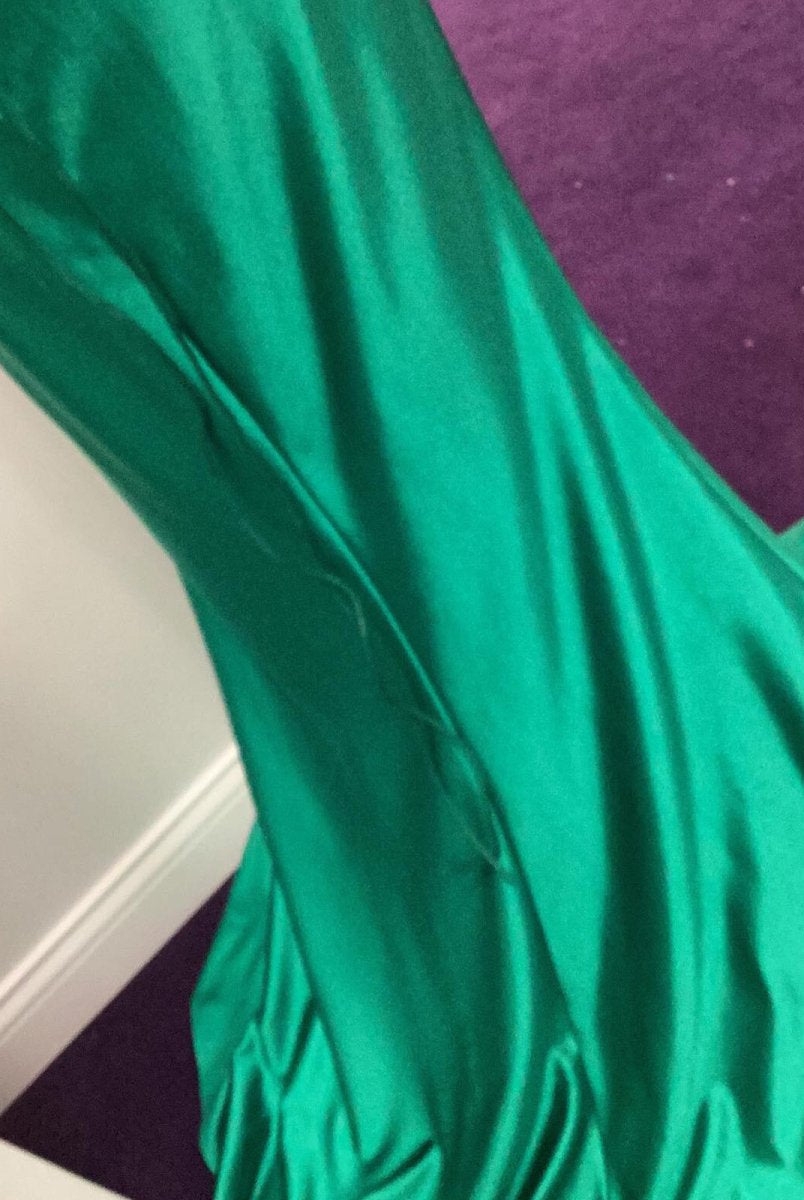 Dallas | Green Sheer Appliques Satin Mermaid Long Prom Dress