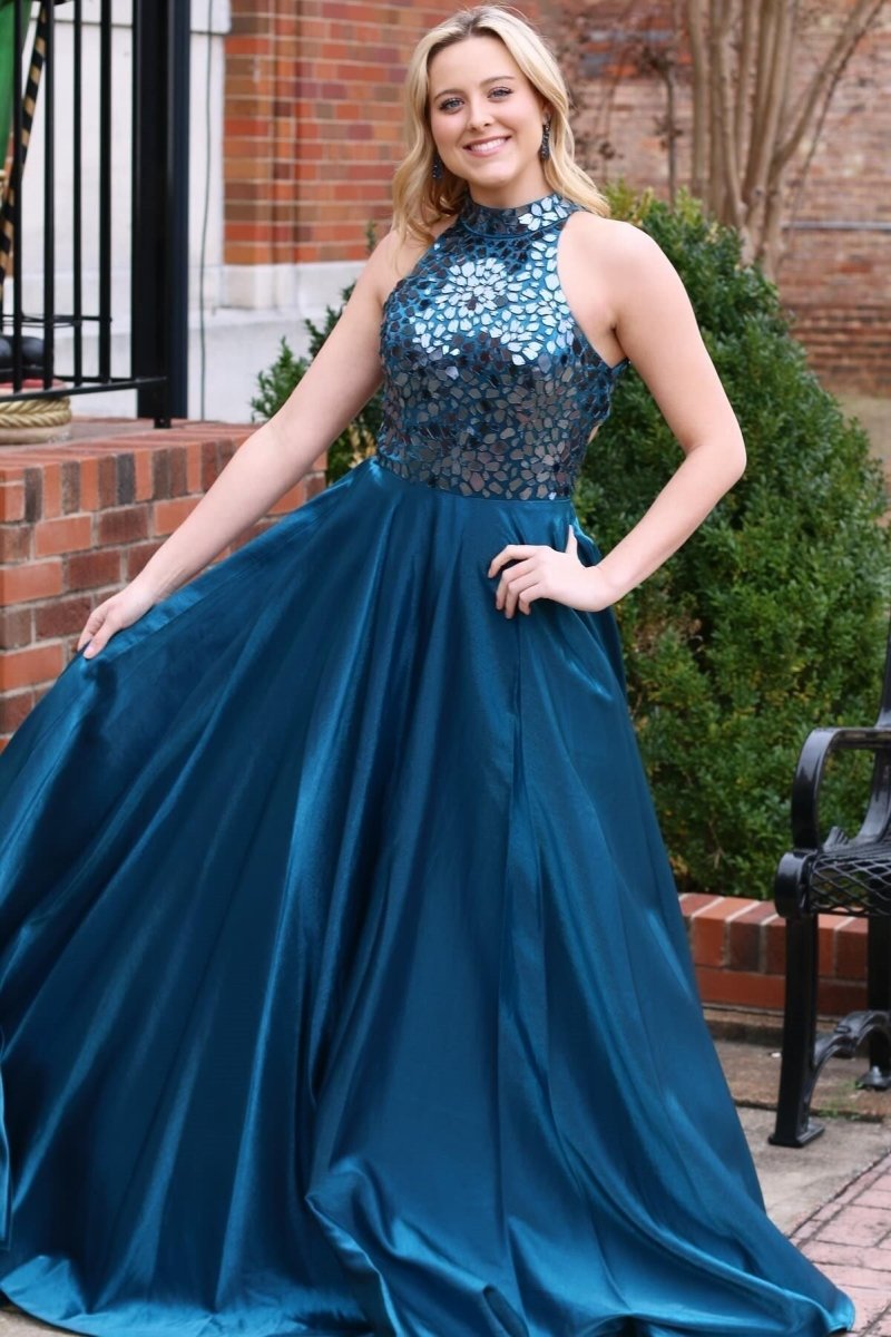 Formal Short Two Piece Dress Teal Cut Glass Mirror Halter Long Formal Dress Teal 16 Formal Short Two Piece Dress Teal Cut Glass Mirror Halter Long Formal Dress Teal 16