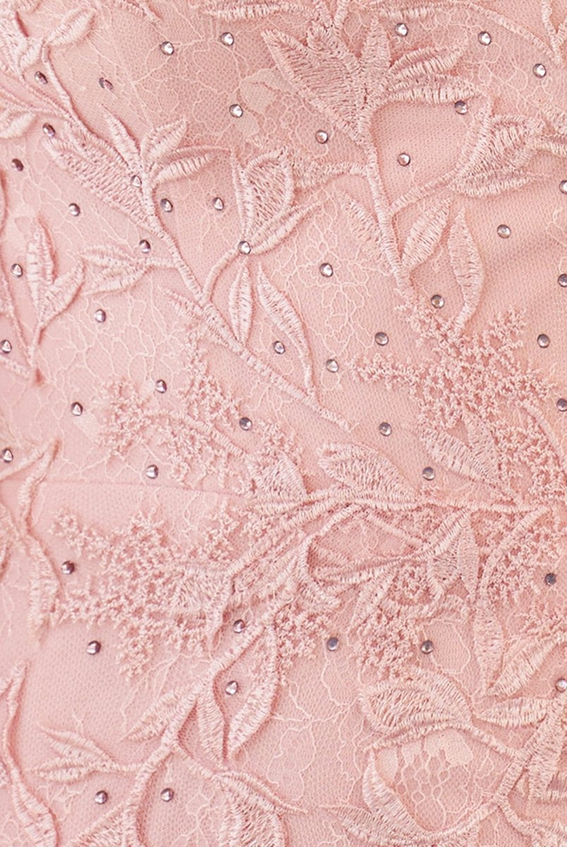 Damaris | Pink Tight Short Lace Homecoming Dress with Appliques - KissProm