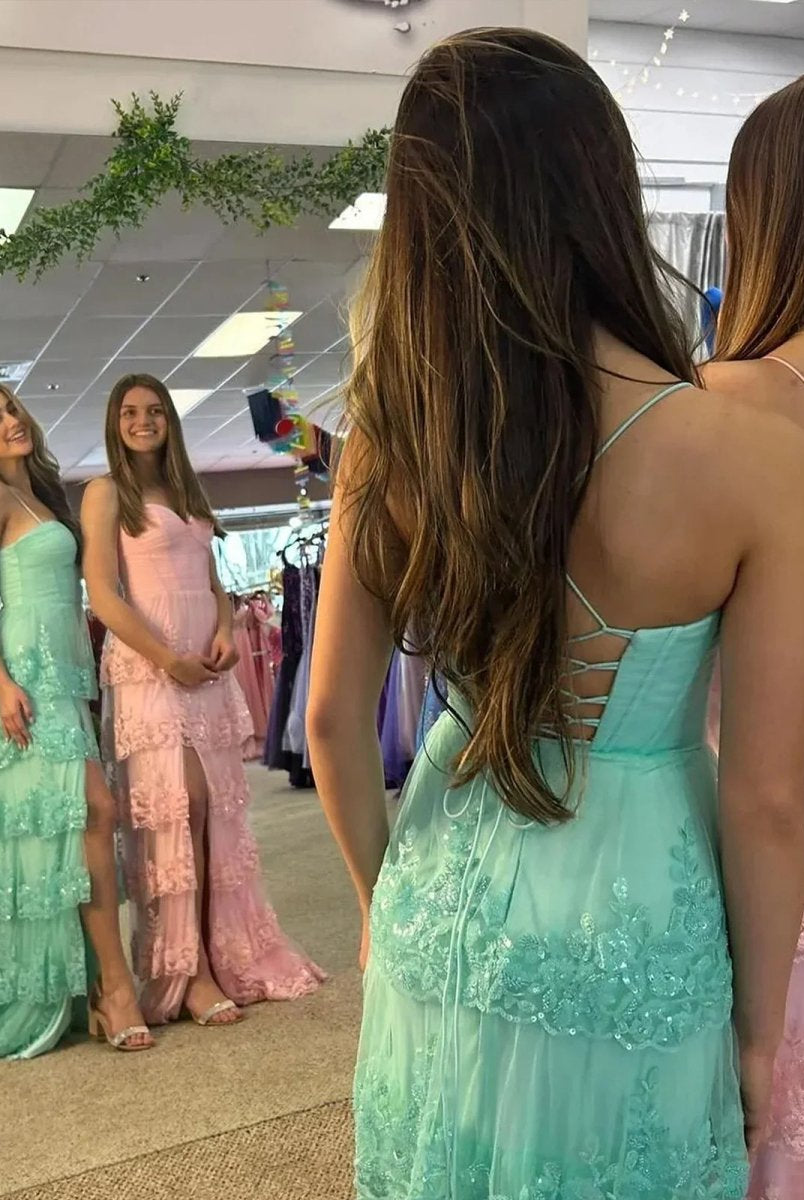 Dante | A Line Sweetheart Empire Lace Appliques Long Party Dress - KissProm