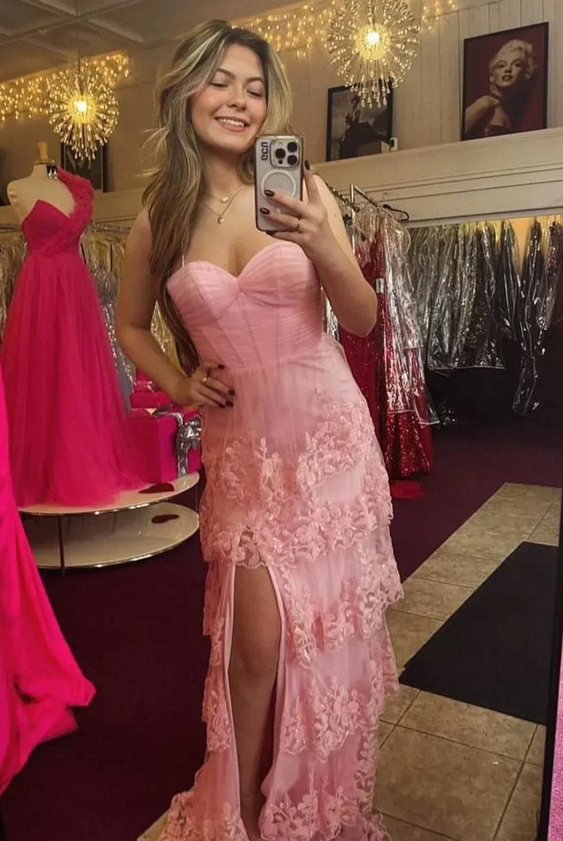 Dante | A Line Sweetheart Empire Lace Appliques Long Party Dress - KissProm