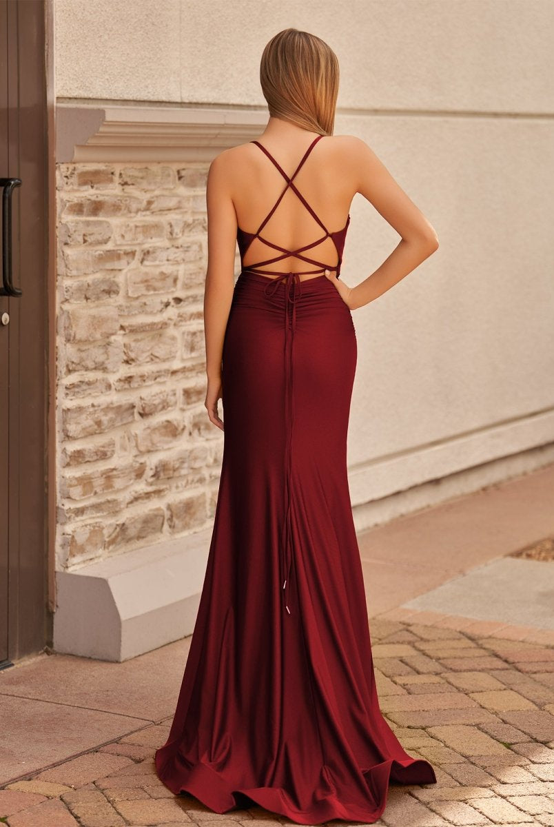 Elisabeth | Mermaid Spaghetti Straps Jersey Prom Dress with Slit
