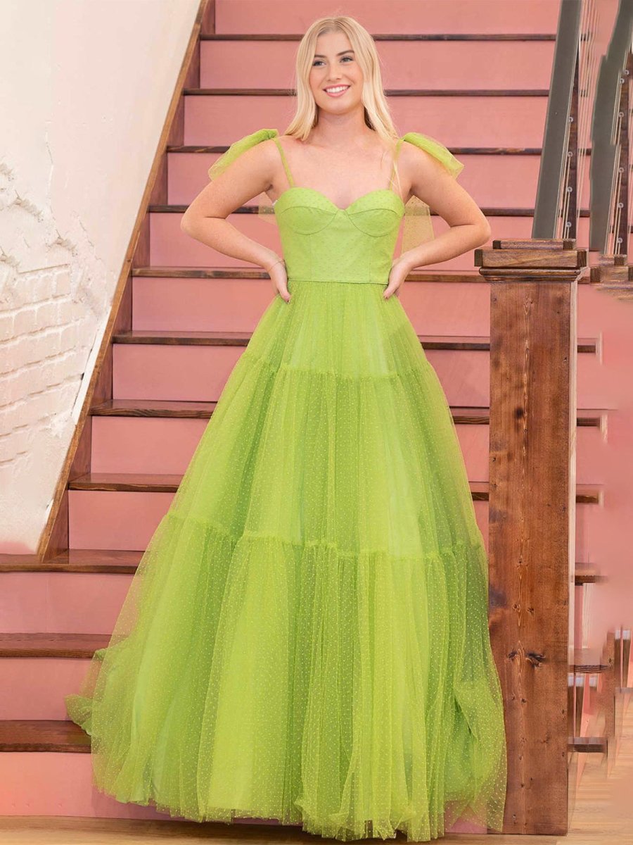 Skyler |A - line Sweetheart Dot Tulle Prom Dress - KissProm