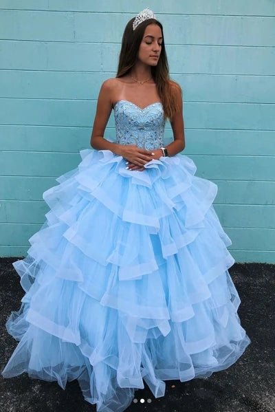 Ball Gown Sweetheart Sky Blue Party Quinceanera Dresses