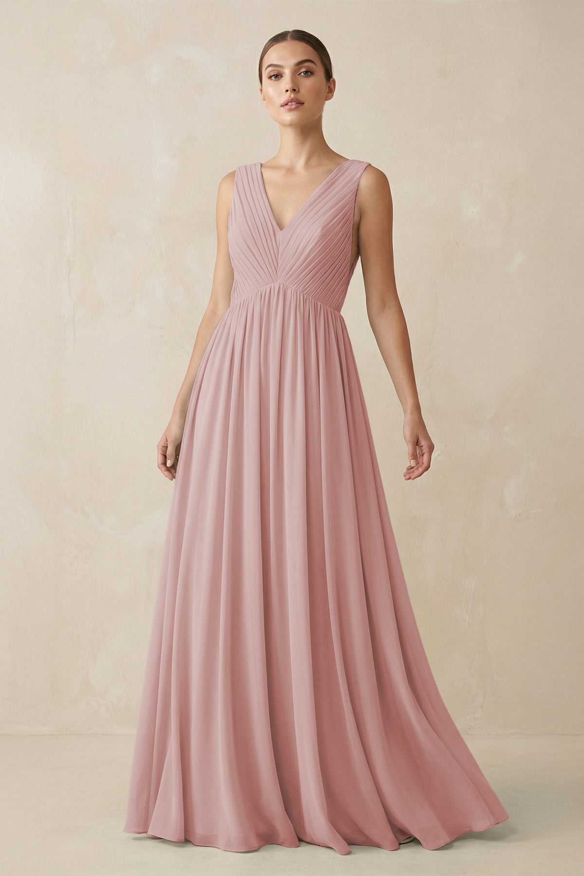 deep dusty rose bridesmaid dresses Corset-Back Long A-Line Plus-Size La Femme Prom Dress