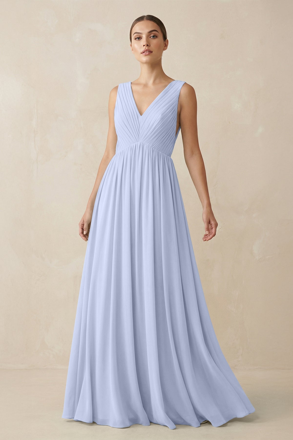 ice blue bridesmaid dresses KissProm V-Neck Pleated A-Line Chiffon Dress in Ice, / 12 Maxi Neckline Size:18 years that-new-new Elegant Blue Jacquard A-line