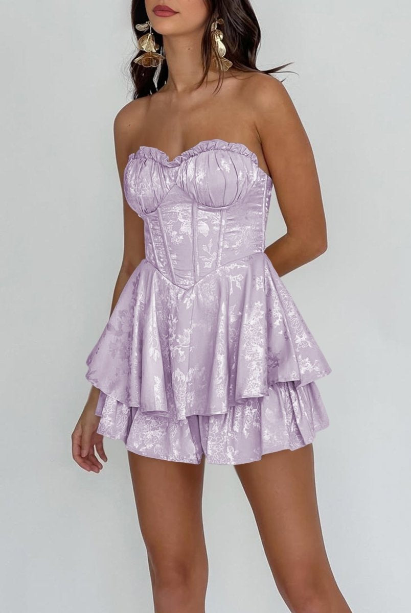Dione | Lavender - A Line Sweetheart Corset Ruffles Short Homecoming Dresses - KissProm