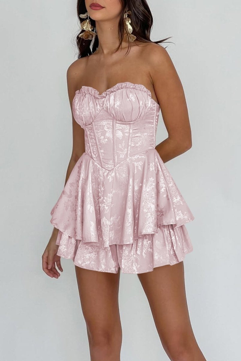 Dione | Pink - A Line Sweetheart Corset Ruffles Short Homecoming Dresses - KissProm
