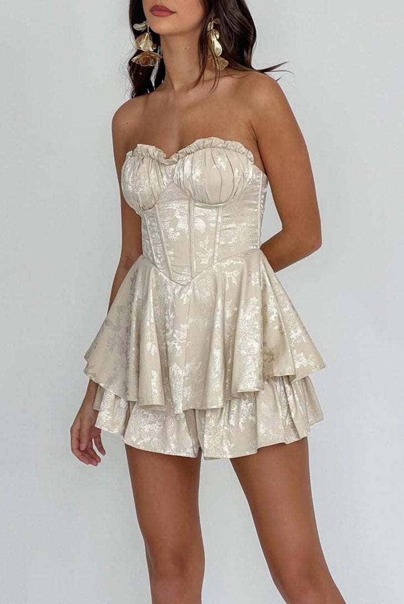 Dione | Ivory - A Line Sweetheart Corset Ruffles Short Homecoming Dresses