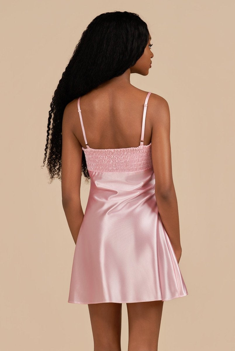 Draya | Pink - Sheath Spaghetti Straps Satin Homecoming Dress