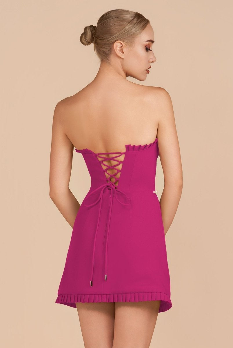 Edna | Fuchsia - A-Line Strapless Ruffles Short Homecoming Dresses