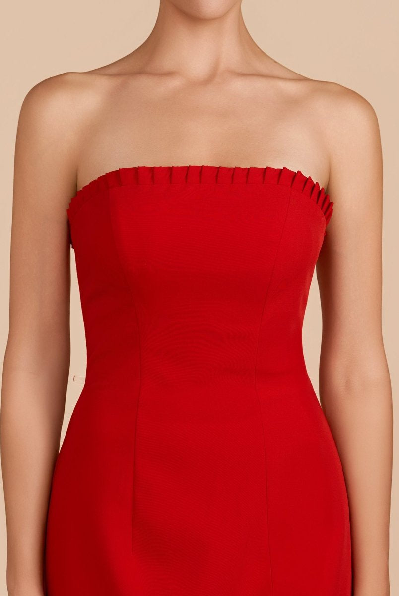 Edna | Red - A-Line Strapless Ruffles Short Homecoming Dresses