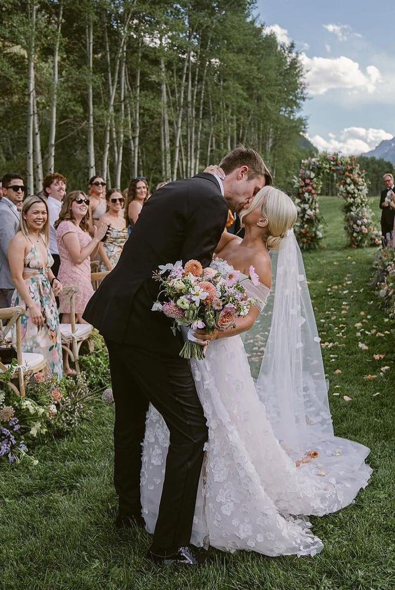 Attractive A - Line Off the Shoulder Tulle Wedding Dresses - KissProm