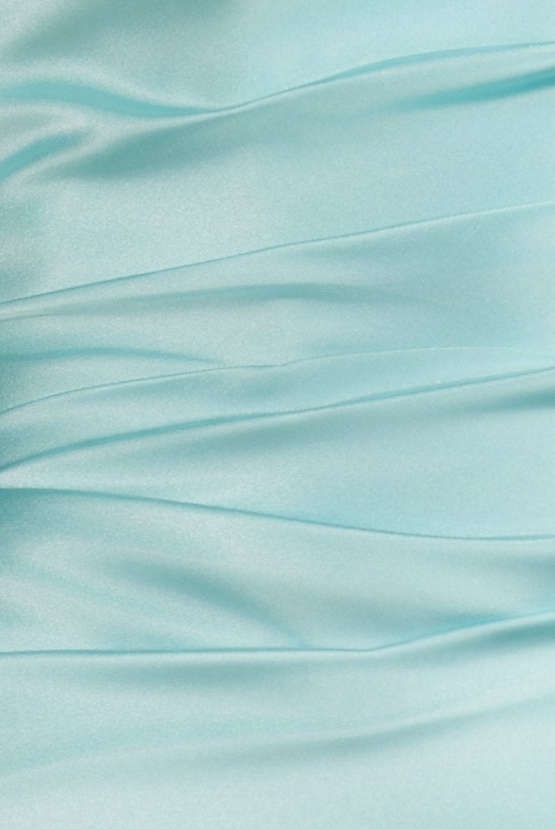 Eila | Aqua - Strapless Sheath Irregular Hem Satin Short Homecoming Dress - KissProm