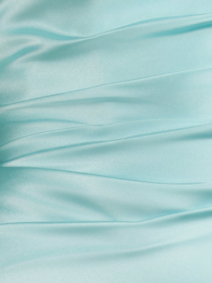 Eila | Aqua - Strapless Sheath Irregular Hem Satin Short Homecoming Dress - KissProm