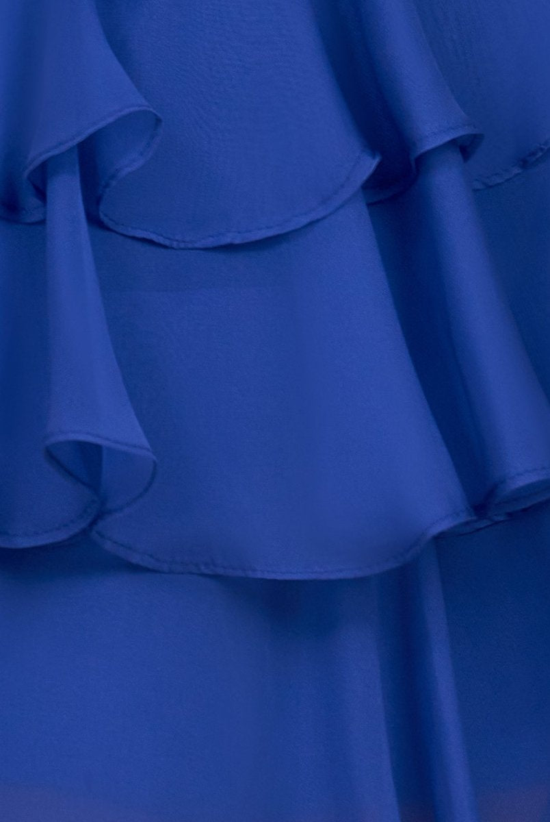 Elarae | Royal Blue - Strapless A Line Ruffles Homecoming Dress With Beading