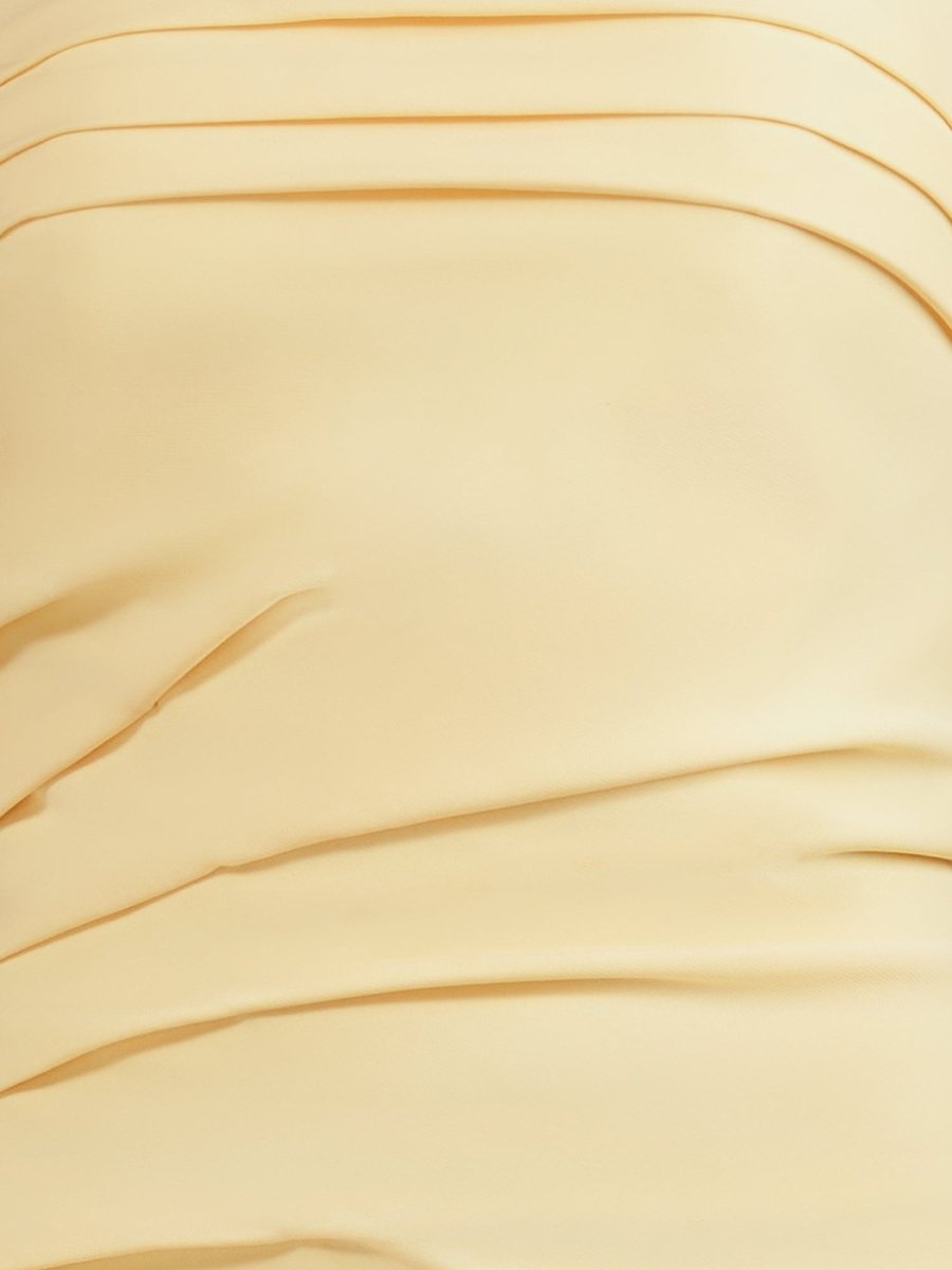 Eldona | Yellow - Strapless Spandex Bodycon Homecoming Dress With Slit