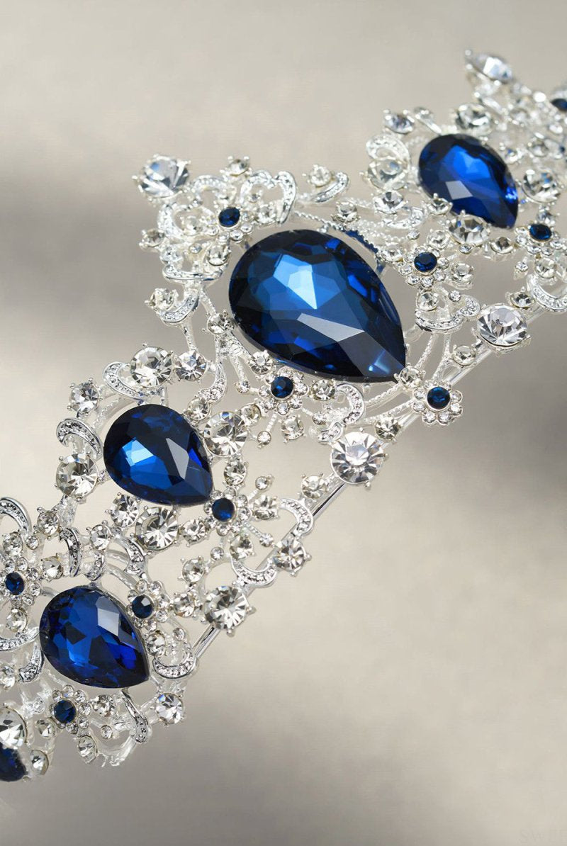 Eleanor Navy Blue Crystal Tiara - KissProm