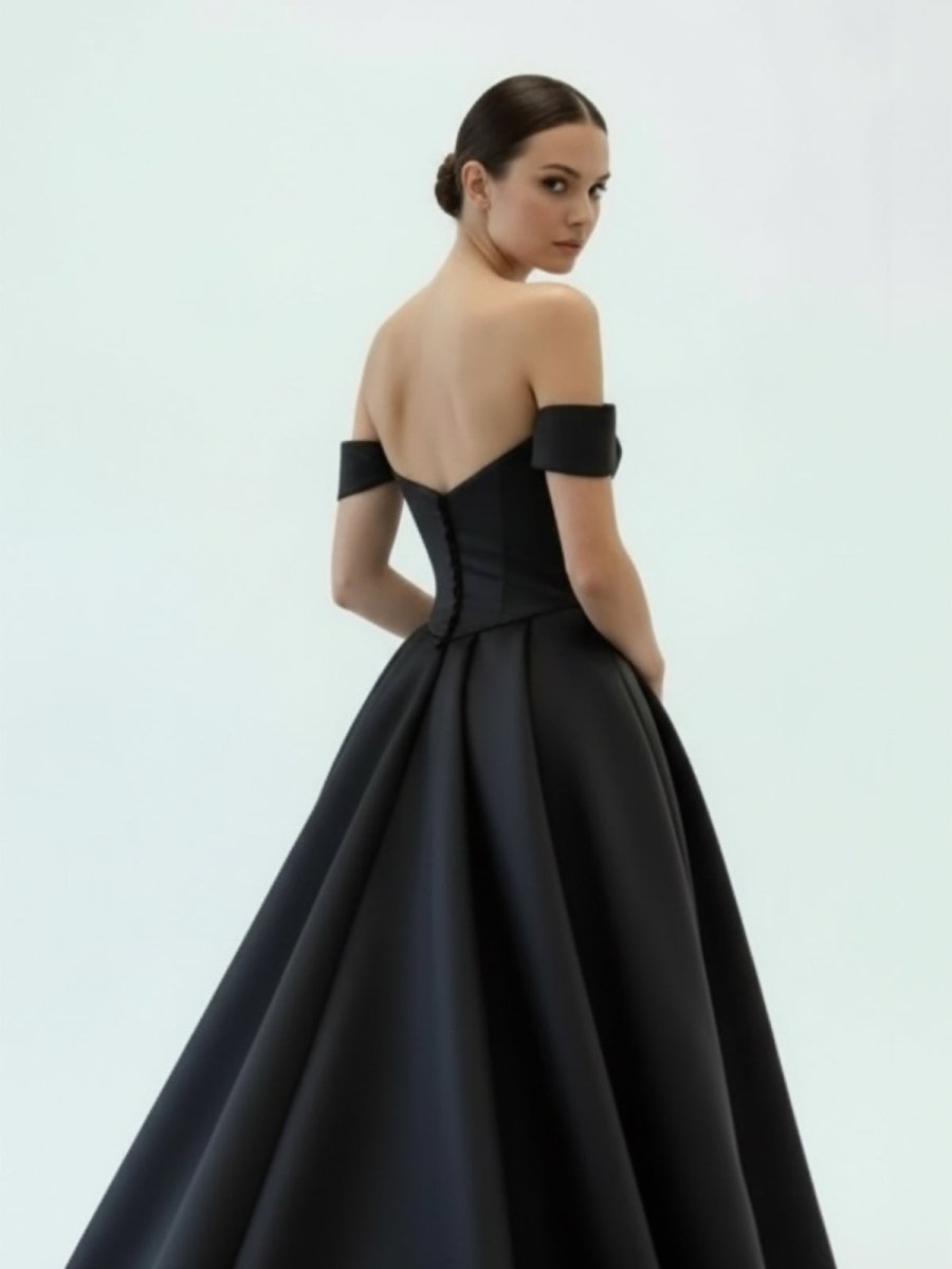 Elly | Elegant A - Line Off the Shoulder White Satin Wedding Dresses - KissProm