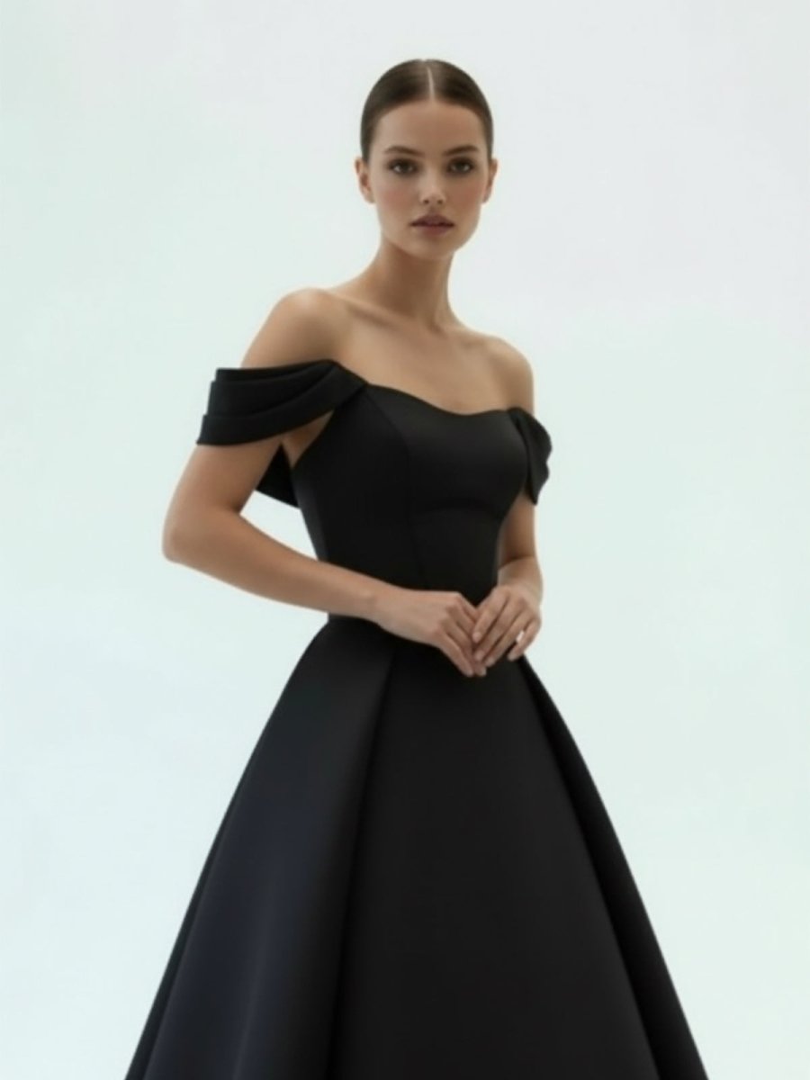 Elly | Elegant A - Line Off the Shoulder White Satin Wedding Dresses - KissProm