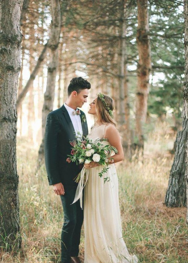 Armelia | Elegant Bohemian Sleeveless Long A Line Chiffon Wedding Dresses