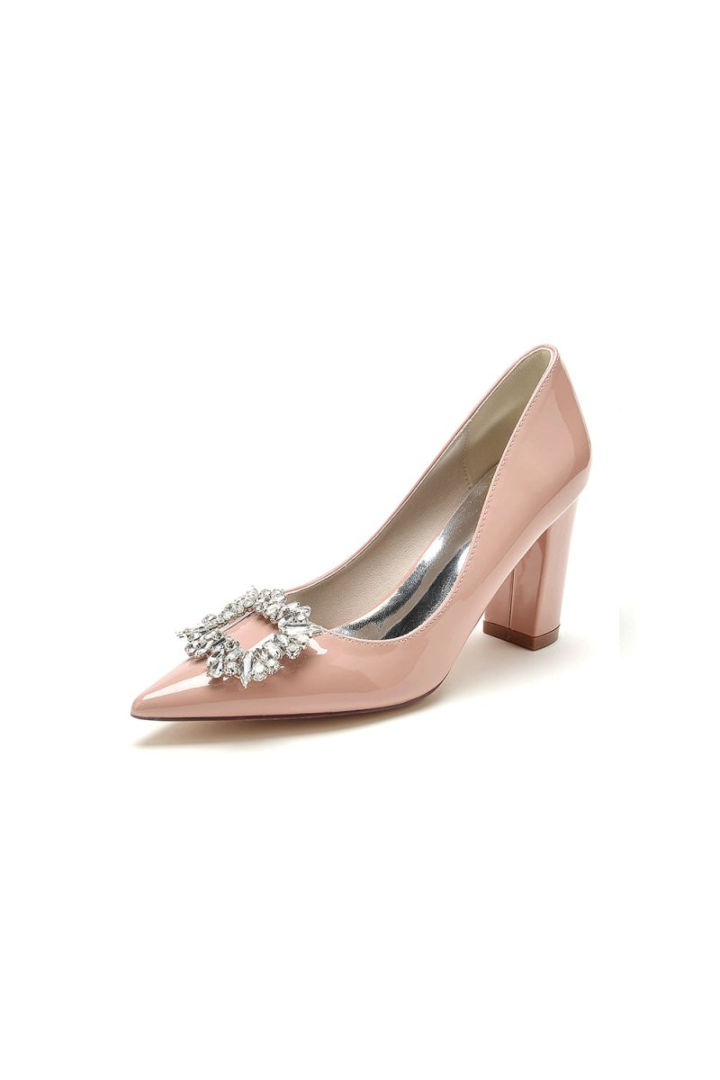 Burgundy High Heels with Crystal Embellishment - KissProm