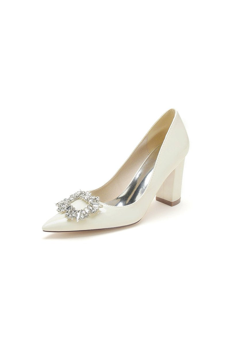 Burgundy High Heels with Crystal Embellishment - KissProm