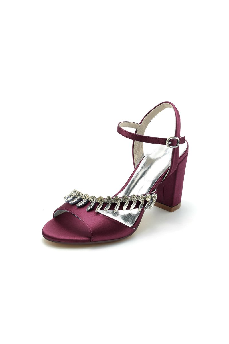 Fuchsia High Heels with Shimmering Metal Accents - KissProm
