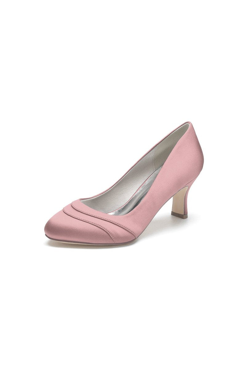 Elegant Royal Blue Satin Heels with Short Stiletto Heel - KissProm