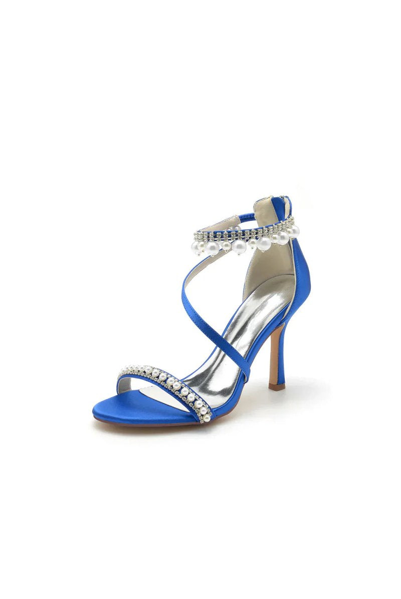 Elegant Single Strap Pearl Beaded Wedding Shoes - KissProm