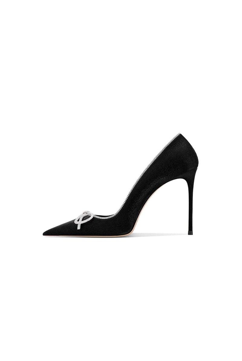 Elegant Stiletto Heel Bow Mid Heel Pumps - KissProm