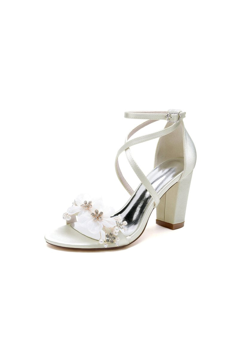 White High Heels with Silver Accents - KissProm