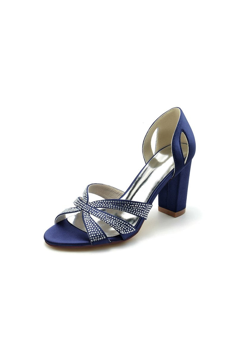 Navy Blue High Heels with Silver Heel - KissProm