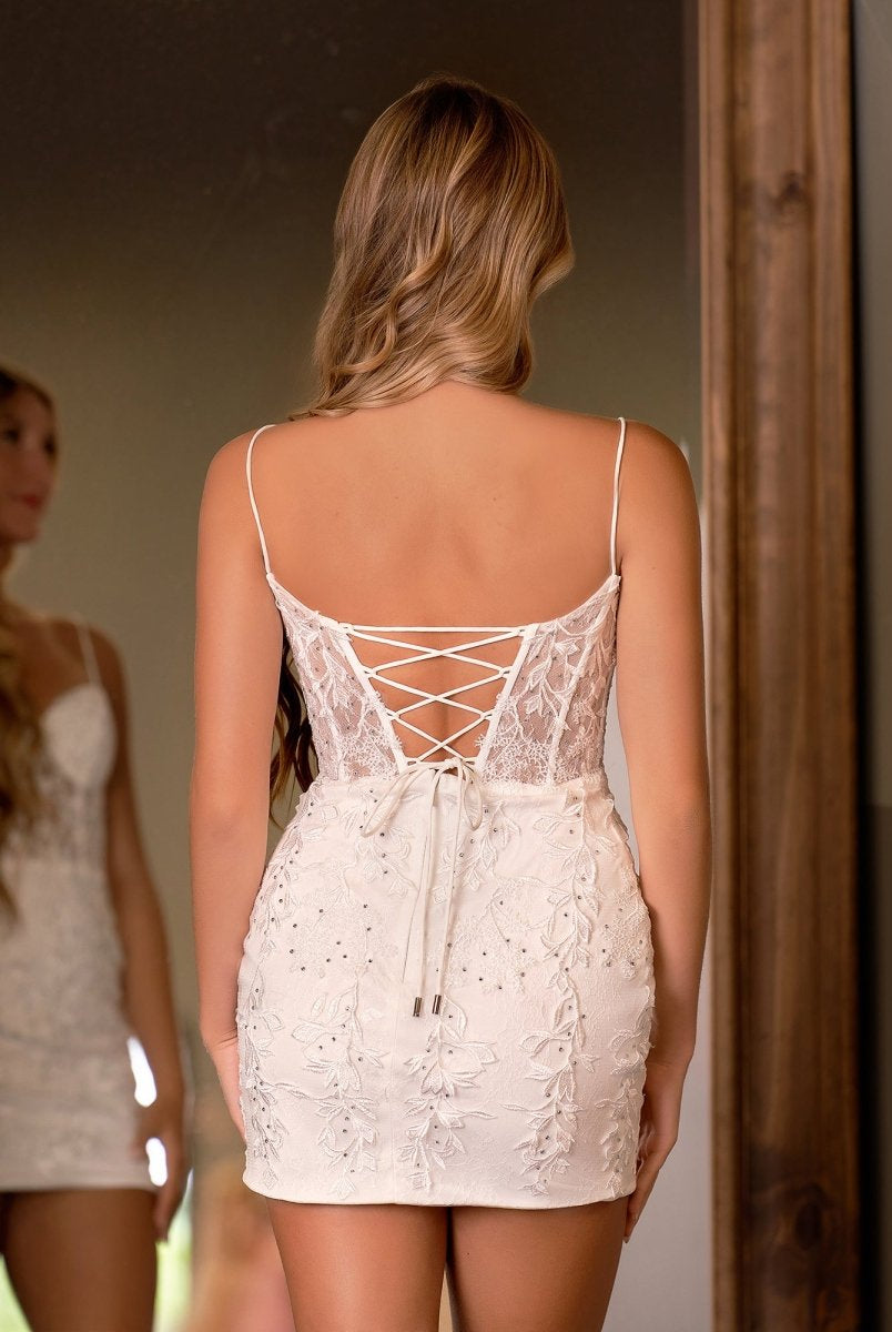 Ellie | Yellow Spaghetti Straps Tight Short Homecoming Dress with Appliques