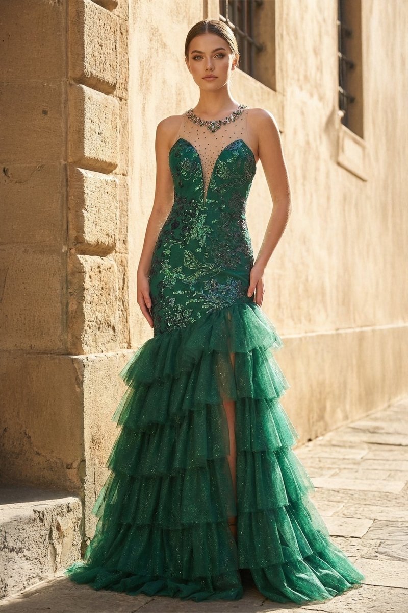 Fitted Emerald Green Prom Dress Ellie Wilde 34033 Dream Dress CR Fitted Emerald Green Prom Dress Ellie Wilde 34033 Dream Dress CR