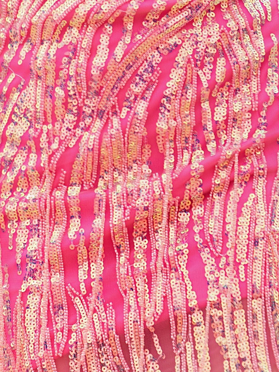 Eska | Hot Pink - Sheath V Neck Sequined Tassels Homecoming Dresses