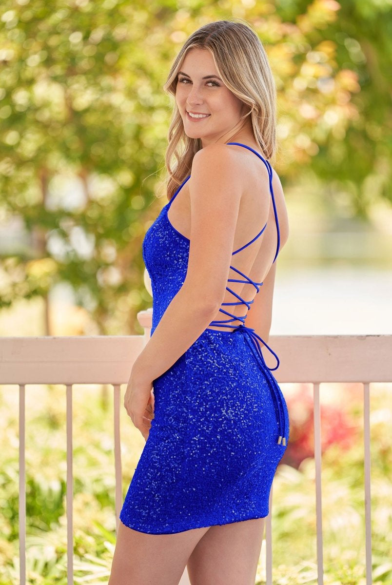 Dawn | Bodycon Short Orange Scoop Neck Sequins Homecoming Dress