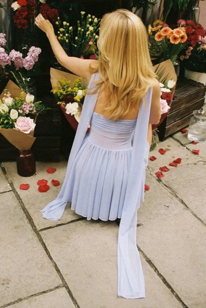 Kirae | Lilac - Sweetheart A Line Tulle Short Homecoming Dresses With Scarf