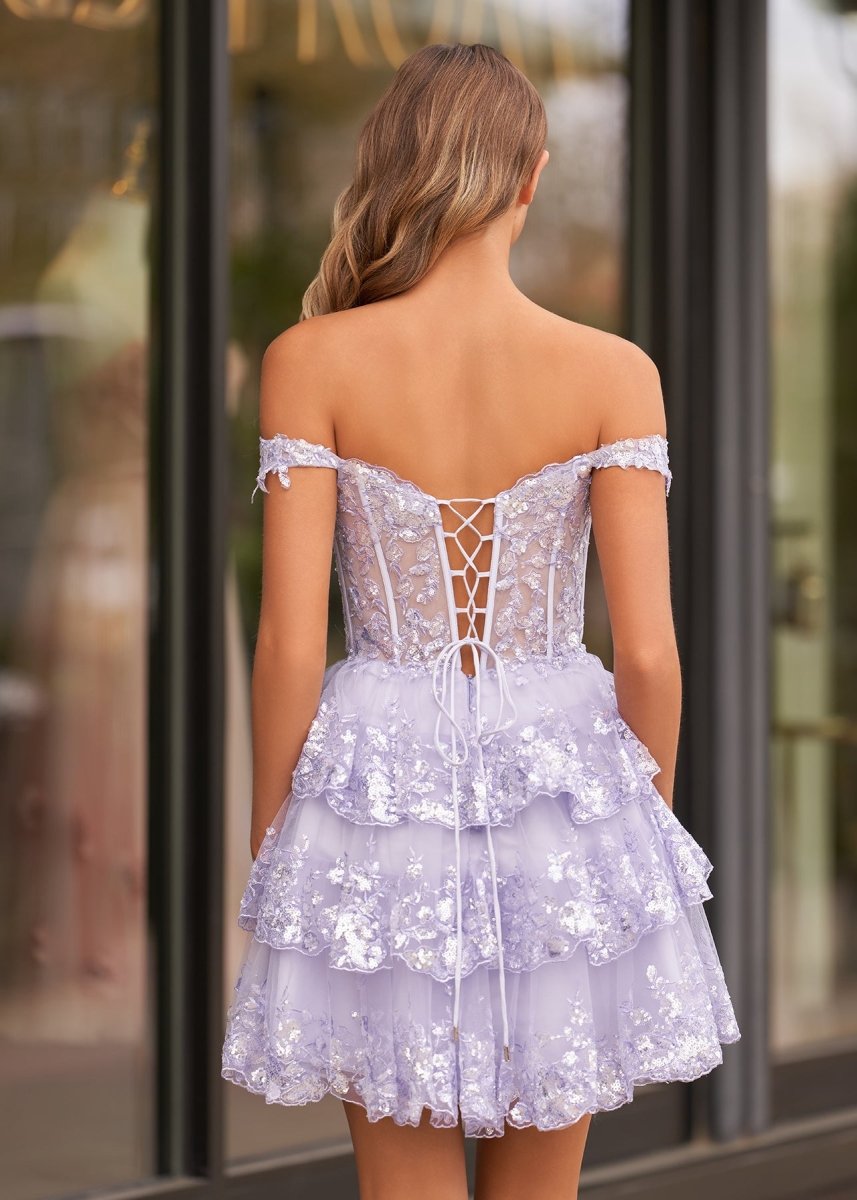 Everly | Purple - A-Line Sweetheart Tiered Short Homecoming Dress