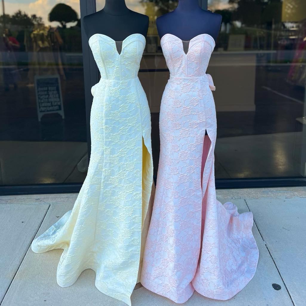 Finley | Strapless Floral Printed Mermaid Prom Dress With Split -KissProm