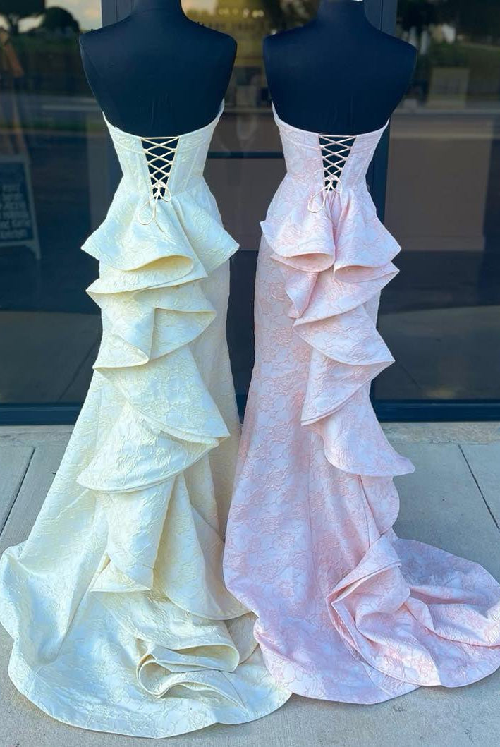 Finley | Strapless Floral Printed Mermaid Prom Dress With Split - KissProm