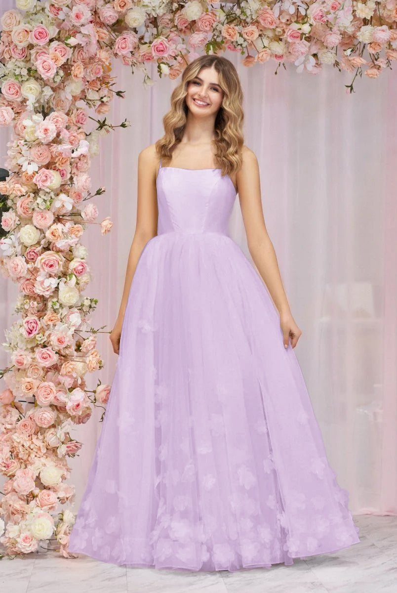 Arabella |A-line Spaghetti Straps Pink Tulle Prom Dress