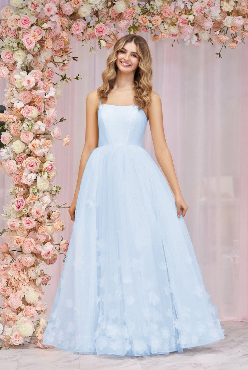 Arabella |A-line Spaghetti Straps Pink Tulle Prom Dress