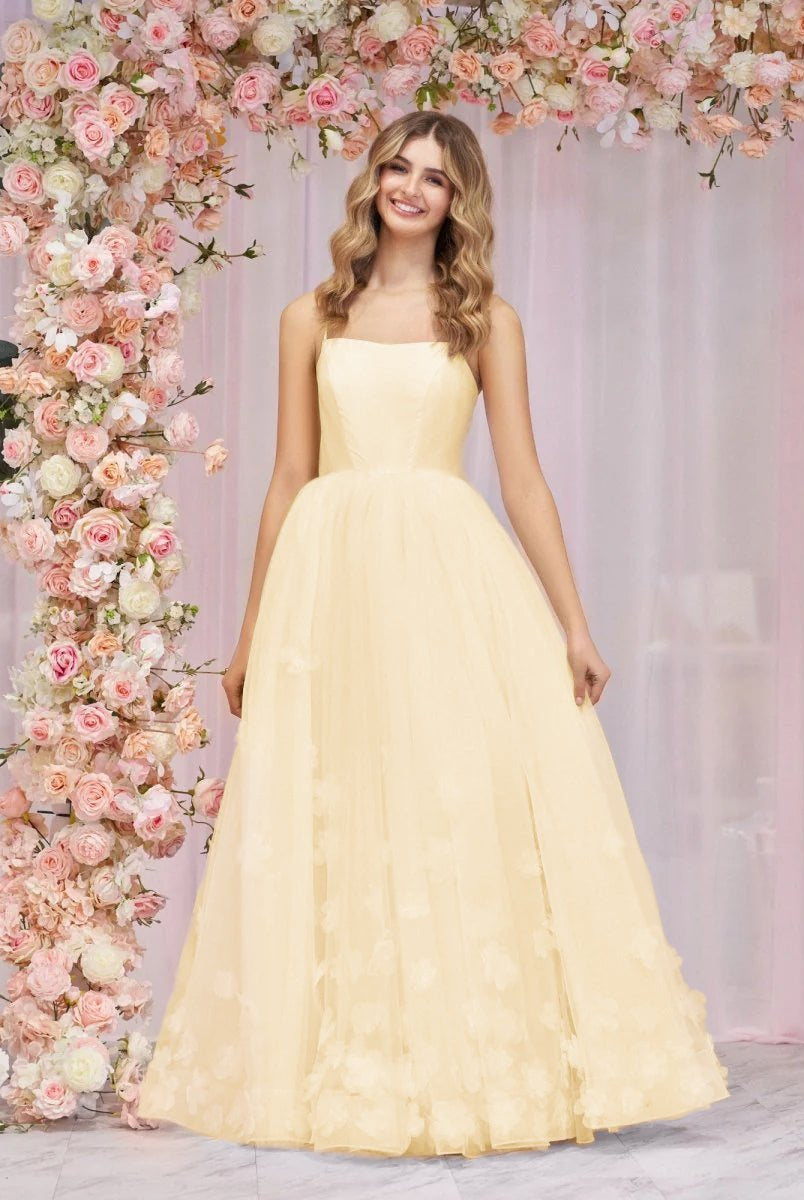 Arabella |A-line Spaghetti Straps Pink Tulle Prom Dress