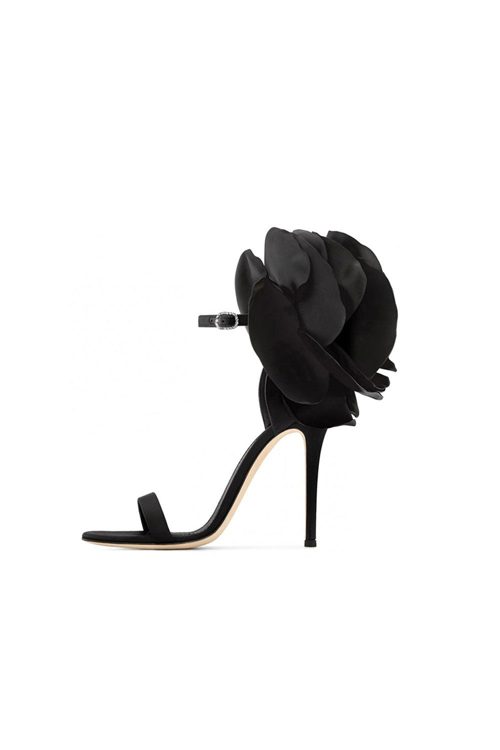Stiletto Sandals For Women With Floral Stitch Detailing And Pointed Toe Elegant Black main image 0