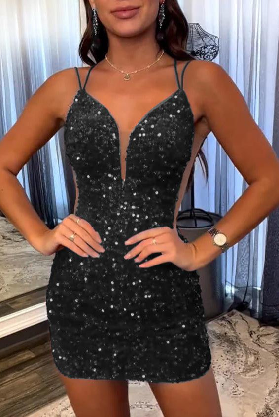 Paisley |Sheath Fuchsia Sequin Homecoming Dress