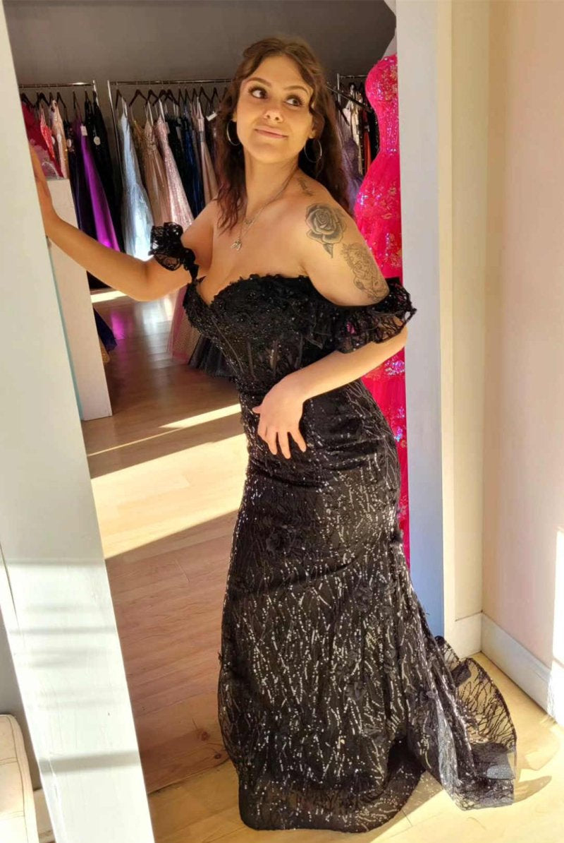 Mckinley | Yellow Ruffle Straps 3D Flower Mermaid Long Prom Dress