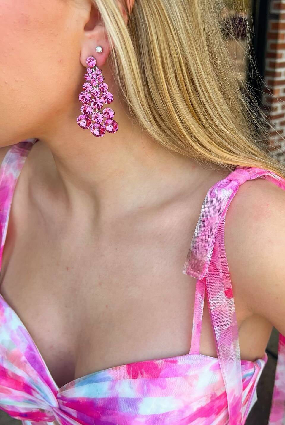 Palmer | Pink Floral Print Corset A - Line Long Prom Dress with Bow Tie Straps - KissProm